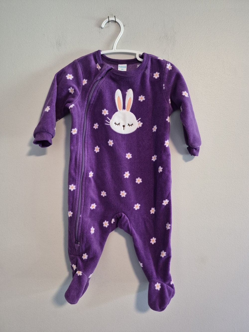 Pekkle 6m Purple Bunny Floral Fleece Zip Up Sleeper